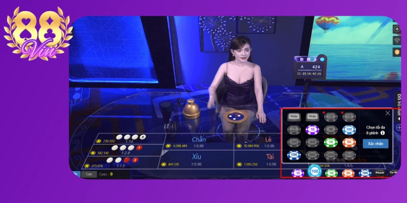 88vin có phiên bản xóc đĩa live chơi với Dealer xinh đẹp
