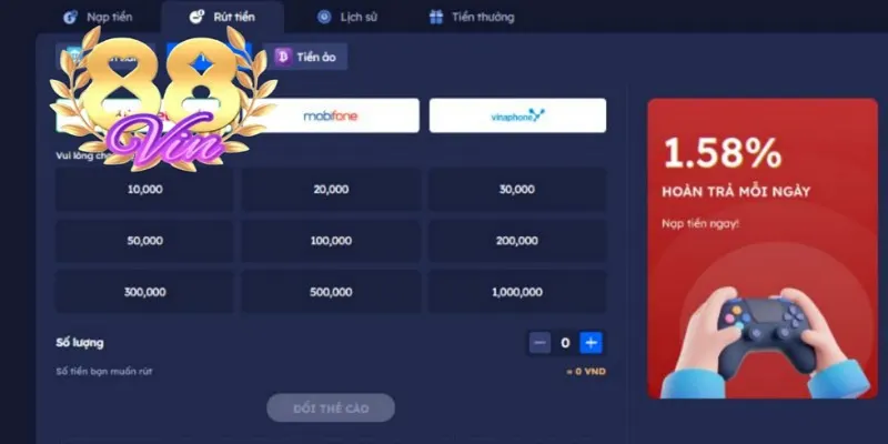 Hướng dẫn chi tiết các bước rút tiền 88VIN