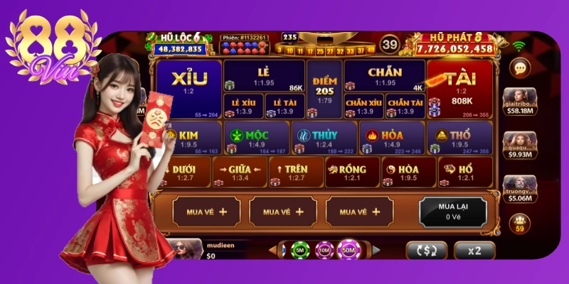 Người chơi chỉ cần chọn loại hình và đặt cược trong 58s