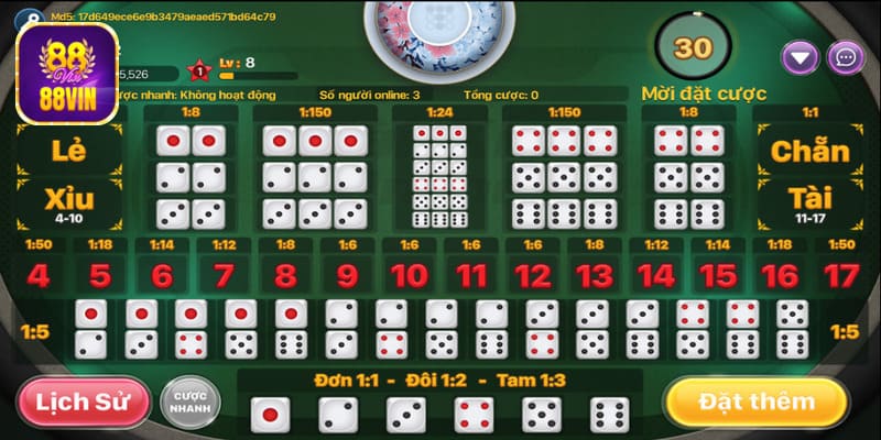 Chơi game Tài xỉu có đa dạng lựa chọn cho hội viên